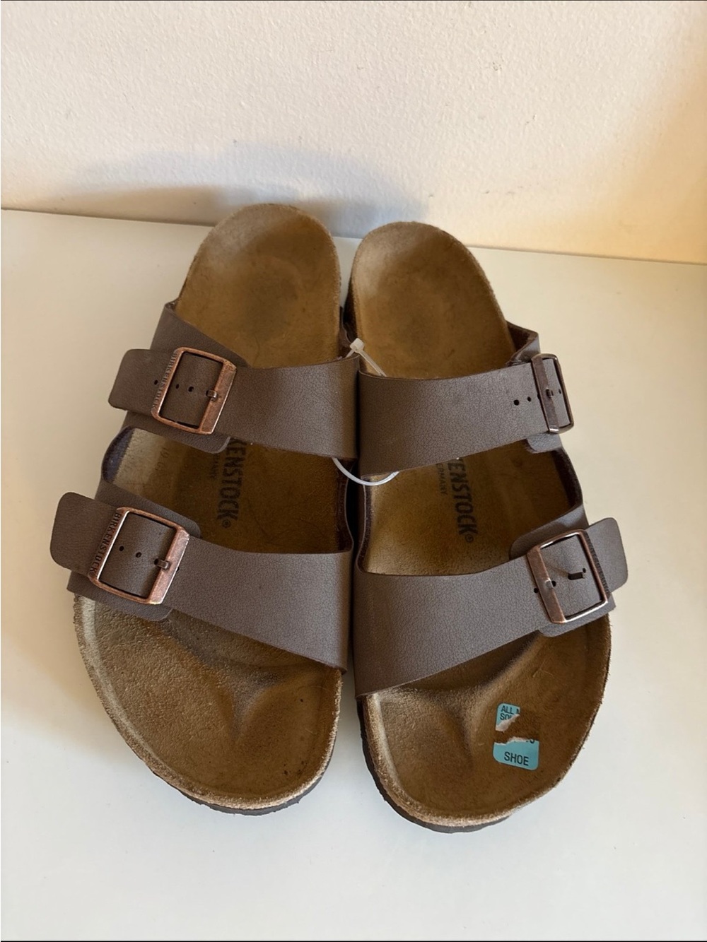 Like new never worn Birkenstock men Arizona leather Slide Sandals -